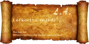 Lefkovits Anikó névjegykártya